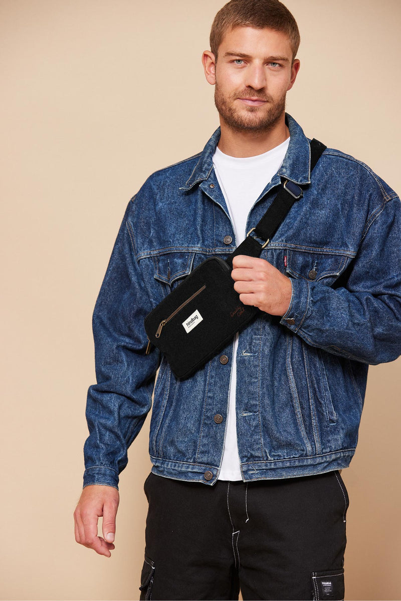 Sac Banane Rectangulaire Harry Noir Coton Bio | Hindbag