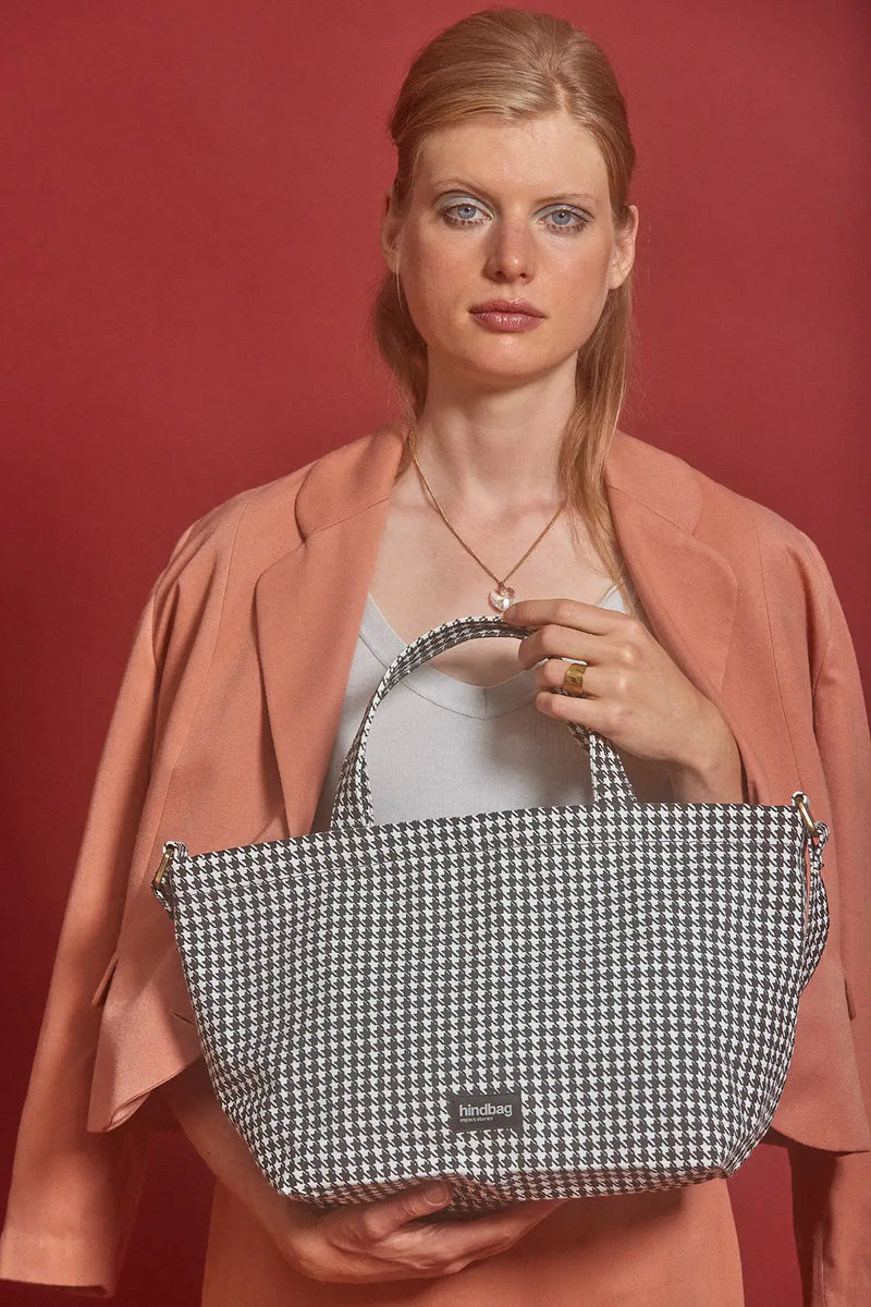 à Main Sac Cabas Pied De Poule Sac Cabas En Jute LE TOTE Pied De Poule