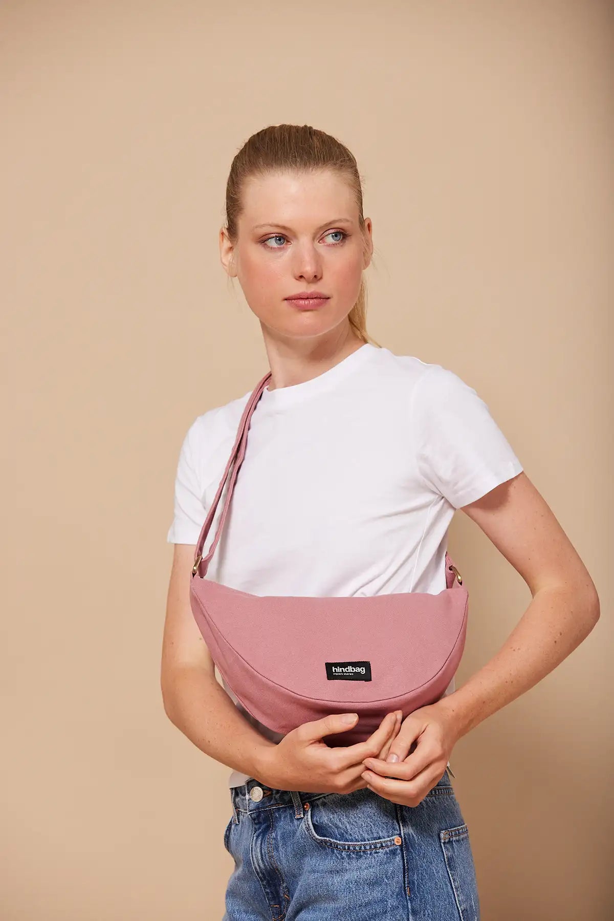 Sac Banane Demi-Lune Andrea Rose Blush Coton Bio Hindbag