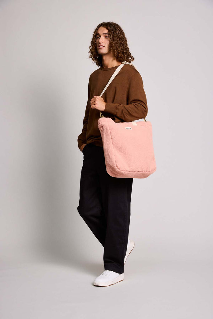 sac cabas aul teddy rose poudre porté homme