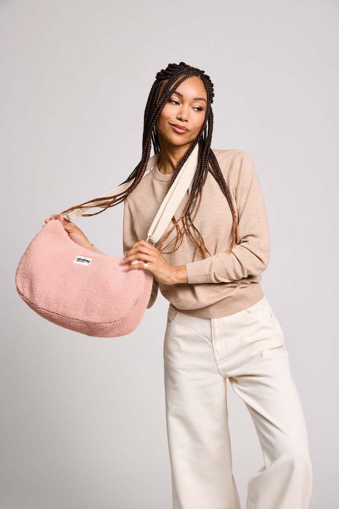 sac rosa teddy rose poudré porté femme