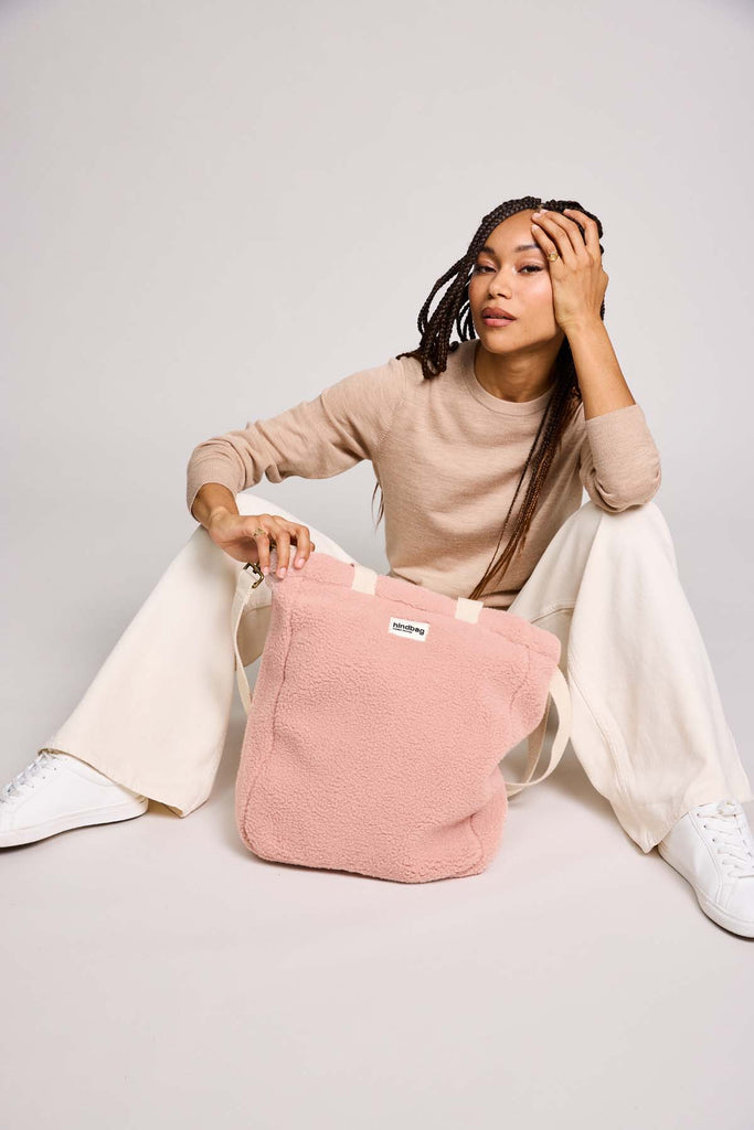 sac cabas aul teddy rose poudre porté femme