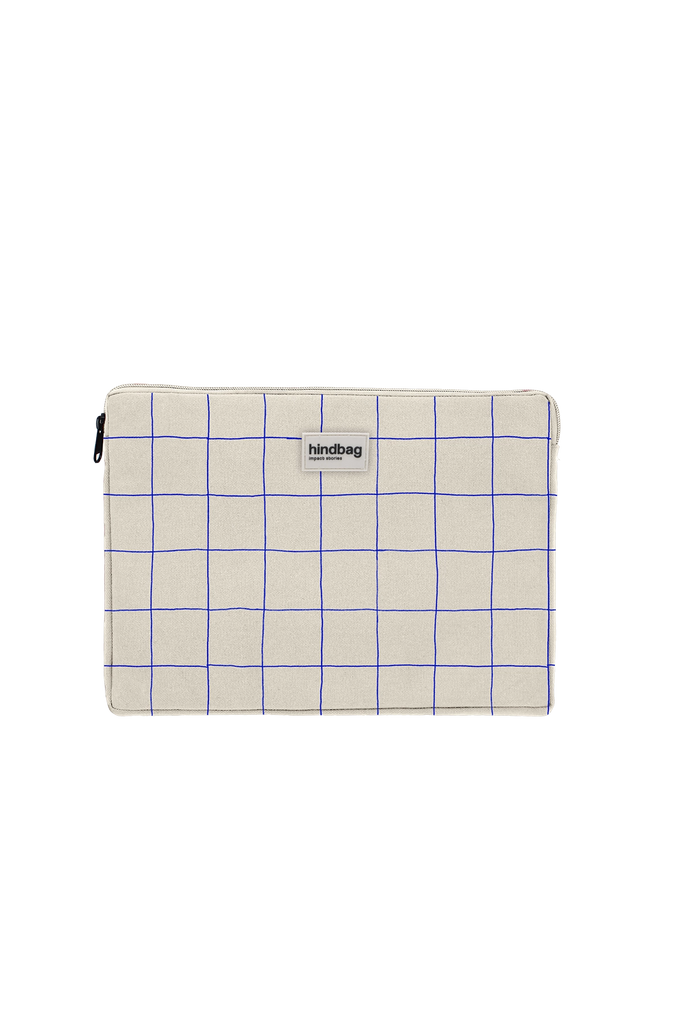housse d'ordi ava carreaux écru / bleu packshot