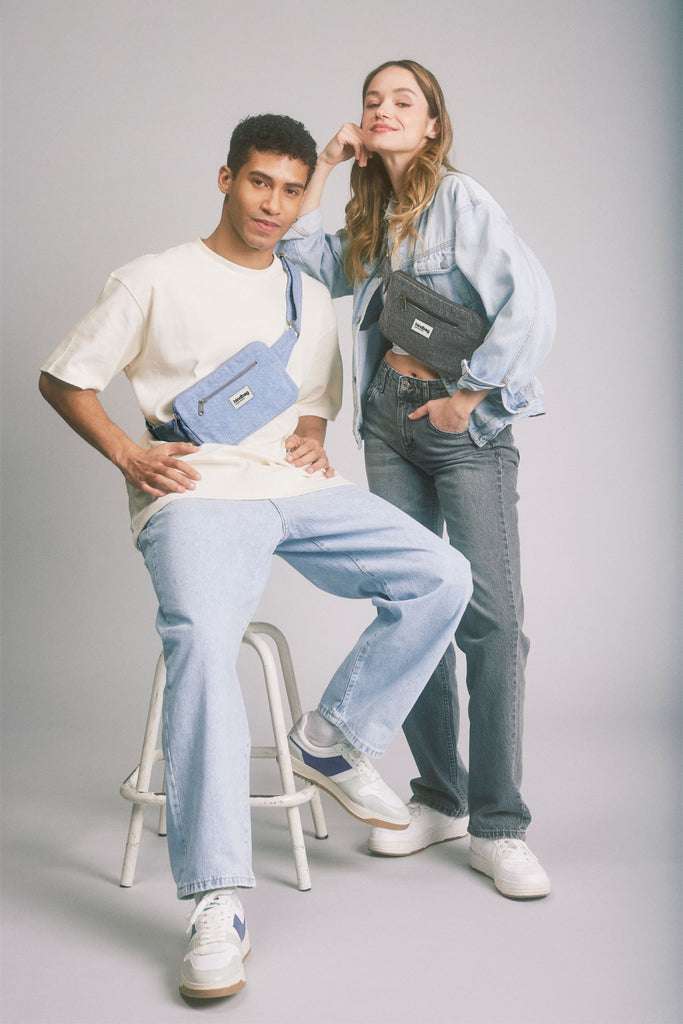 Sac banane harry denim bleu gris homme femme 