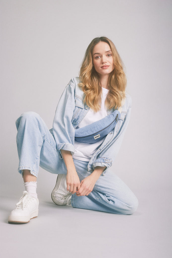 banane olivia denim bleu porté