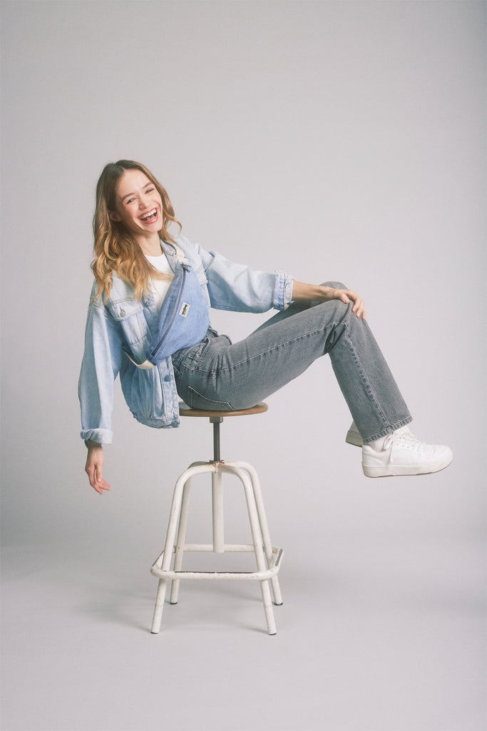 banane olivia denim bleu porté femme