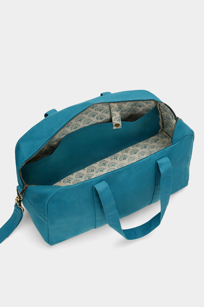 Sac à langer Basile bleu paon intérieur dos