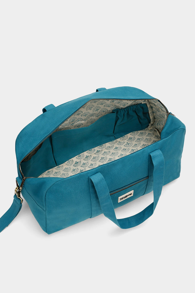 Sac à langer Basile bleu paon intérieur face