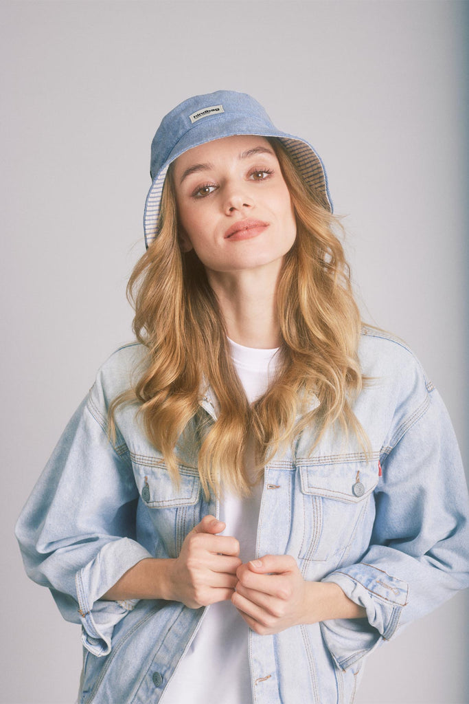 bob denim bleu porté femme