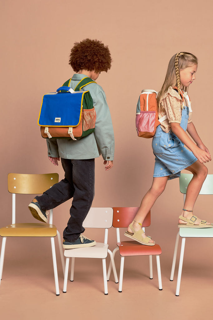 cartable leo tricolore bleu électrique enfants