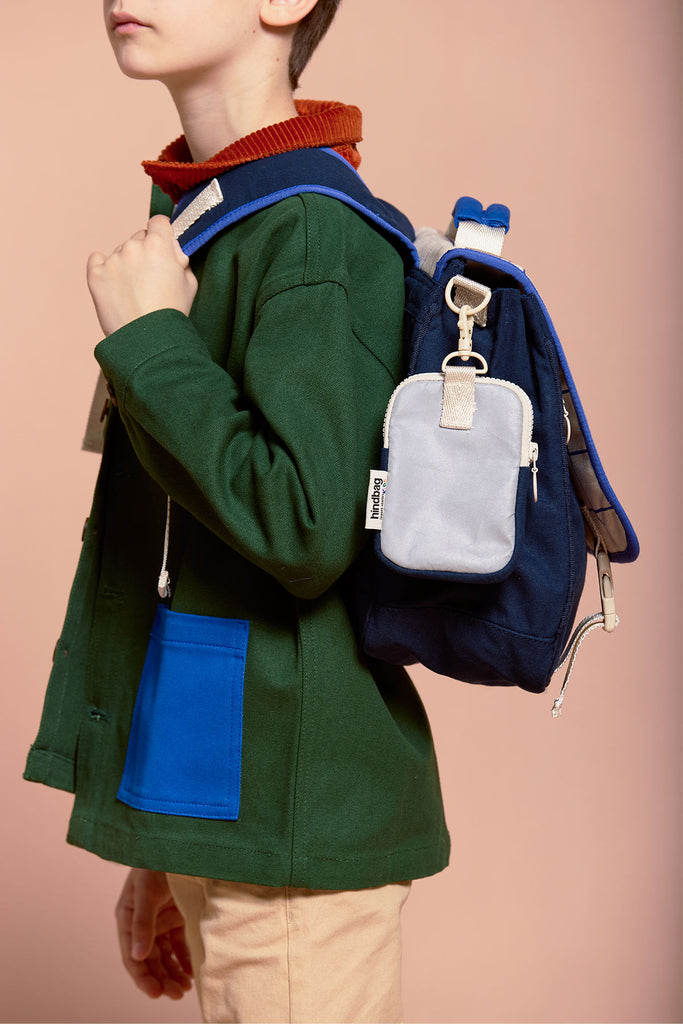 cartable leo tricolore carreaux et pochette billy navy