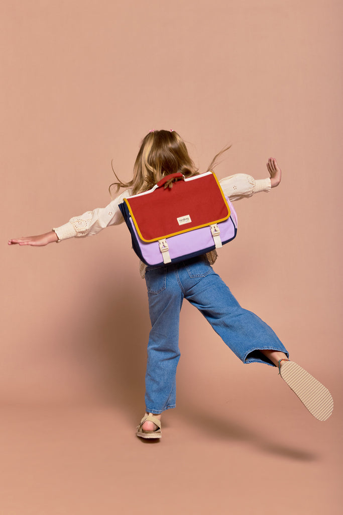 cartable leo tricolore terracotta fille