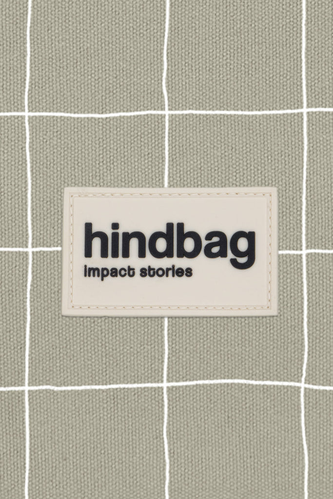 Etiquette carreaux vert argile / blanc silicone hindbag