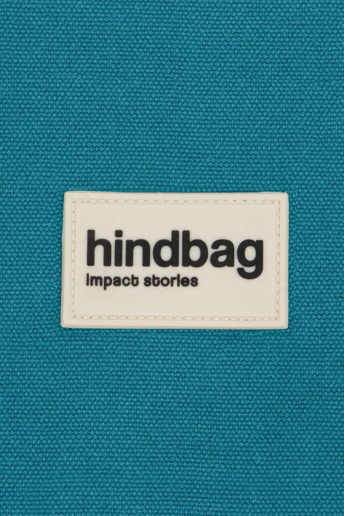 étiquette hindbag bleu paon silicone
