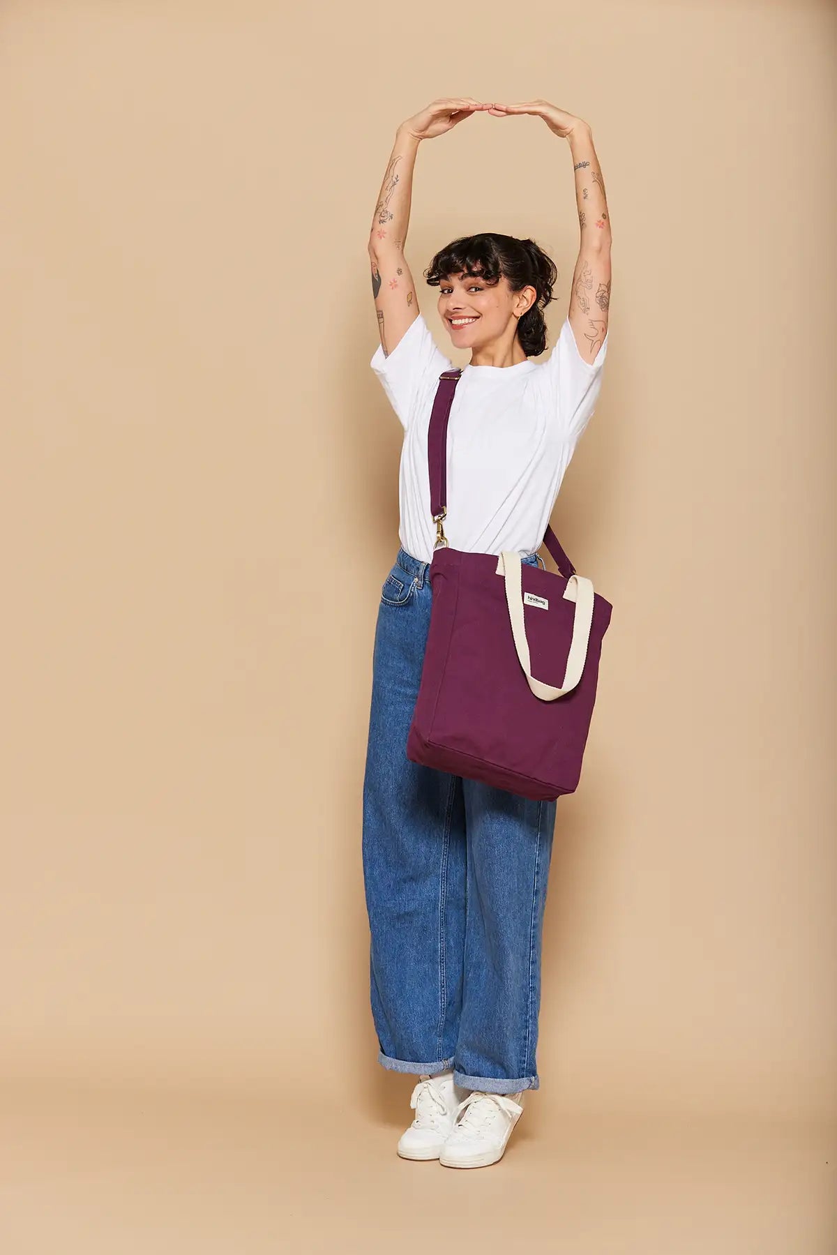 Cabas tote bag with pocket Plum - Main Image