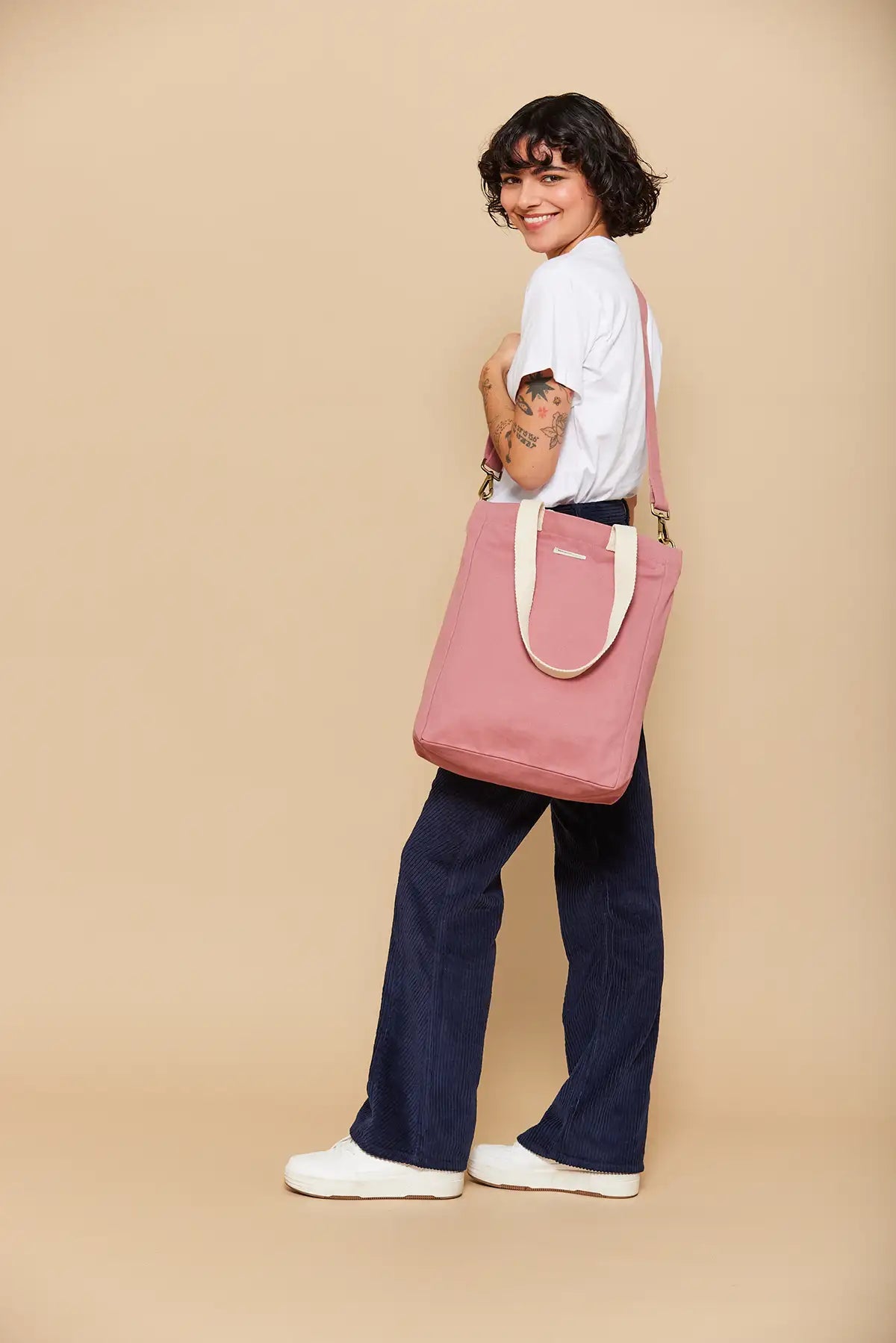 Cabas tote bag avec poche Rose