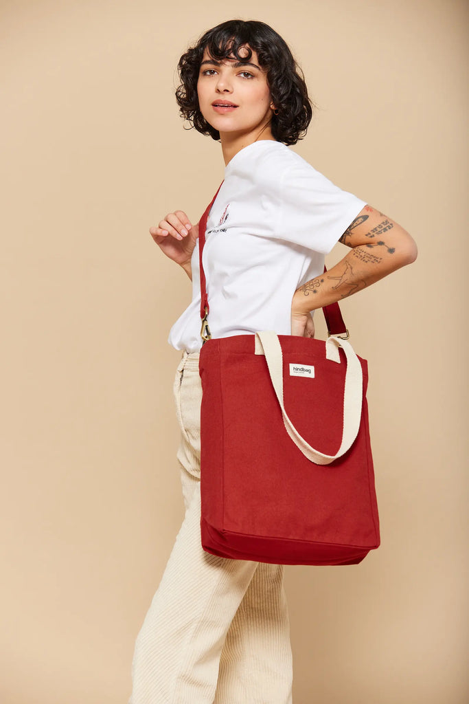 Paul Vertical Tote Bag In Ethical Organic Cotton Hindbag