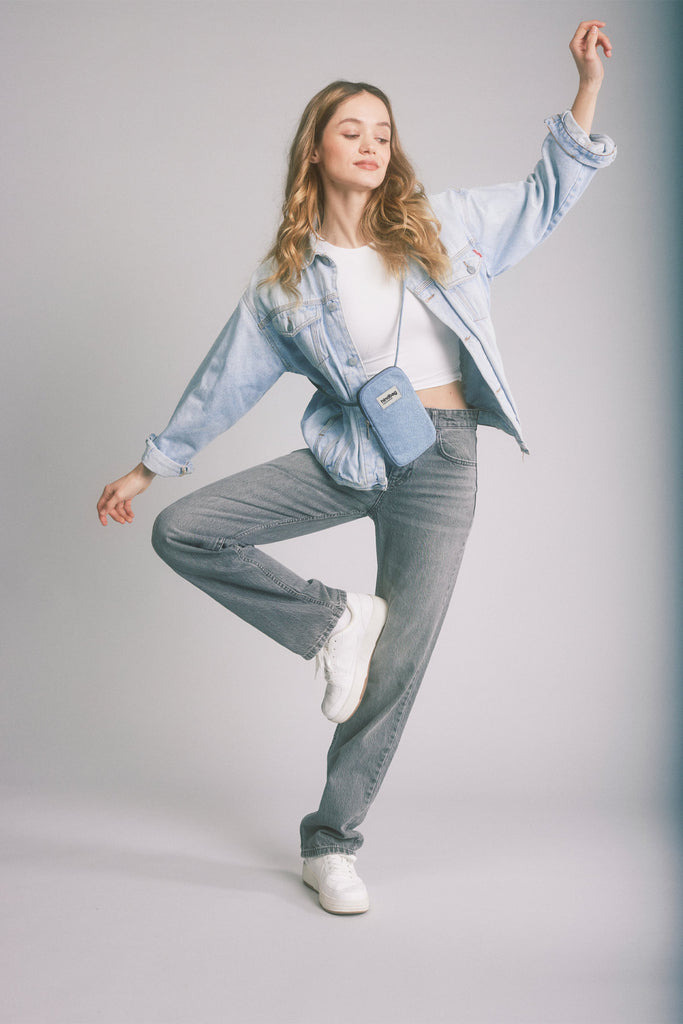 pochette telephone bill denim bleu 