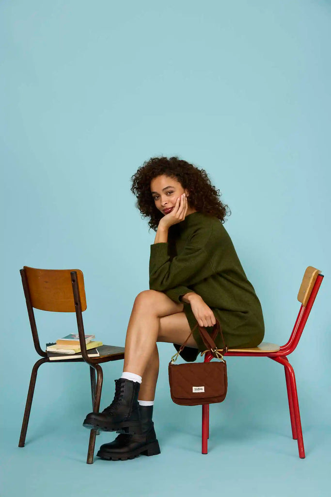 sac a main matelassé margault chocolat 