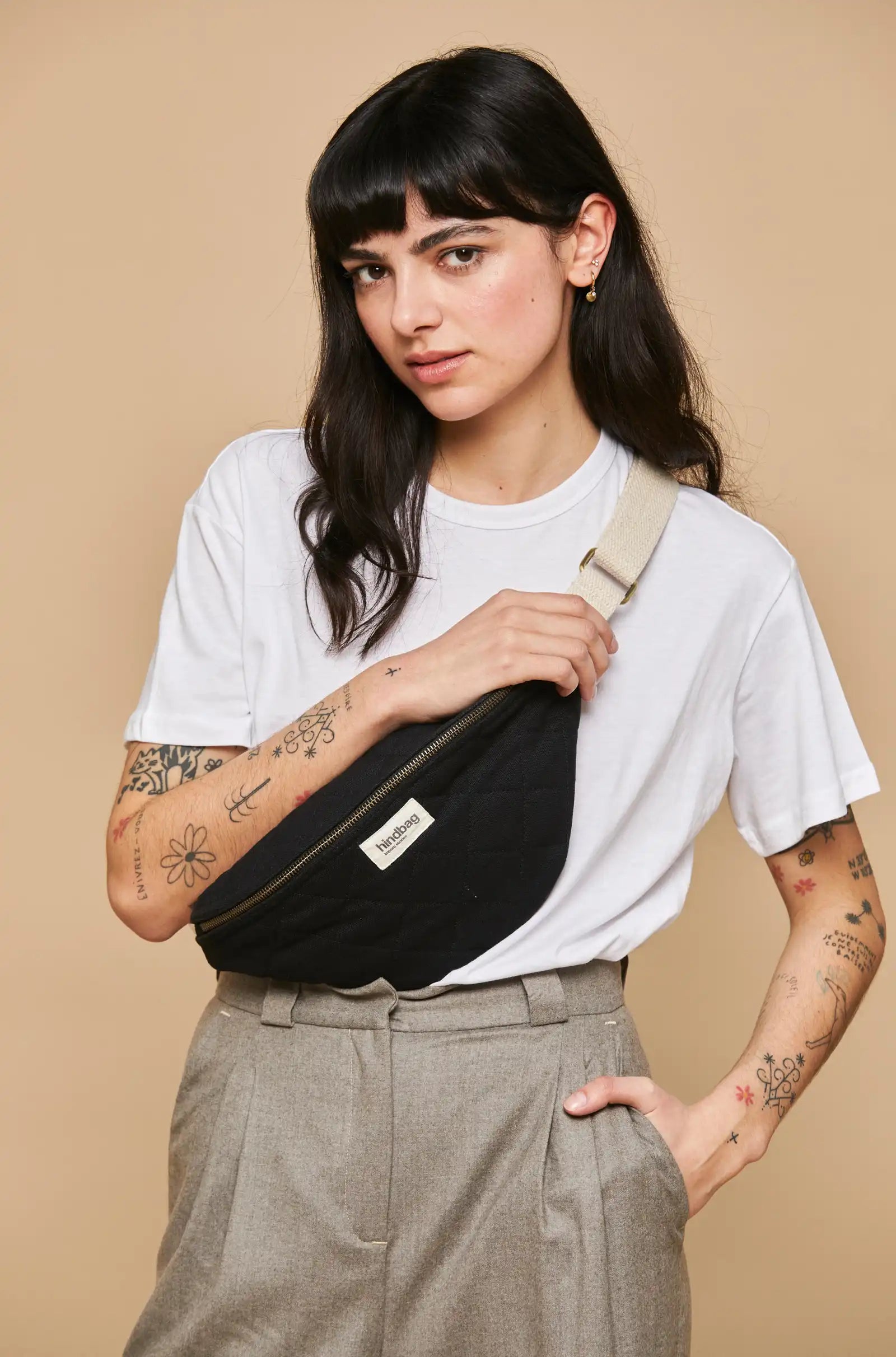Olivia quilted fanny pack Black Organic Cotton Hindbag