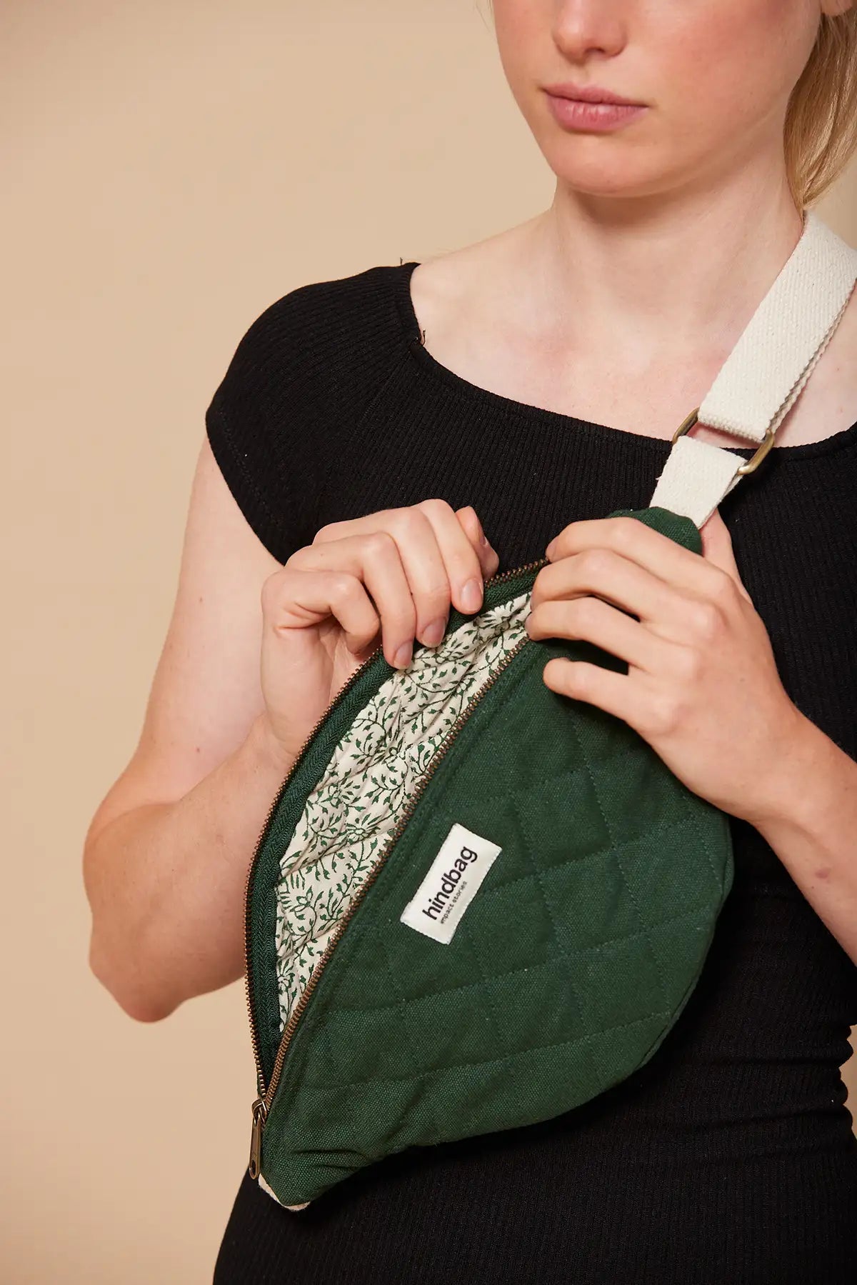 Sac banane matelassé Vert Sapin Coton Bio Hindbag