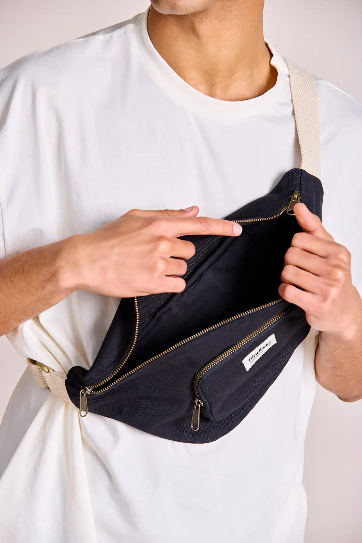 Grand Sac Banane XL Sofia Noir Coton Bio Hindbag