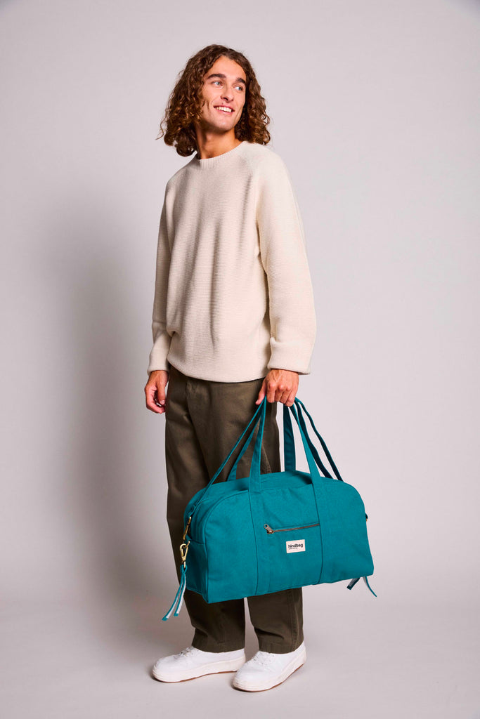 sac basile bleu paon porté homme