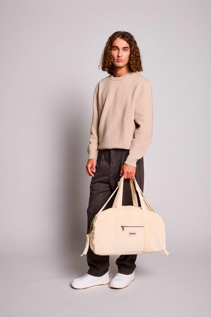 sac basile velours beige homme face