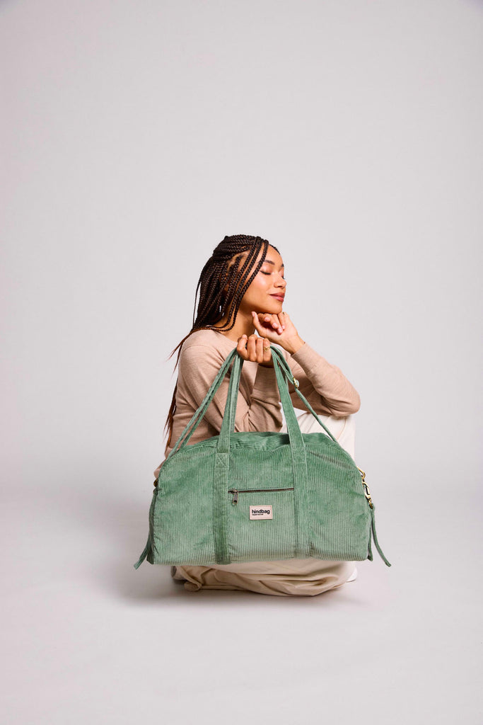 sac basile velours vert d'eau femme