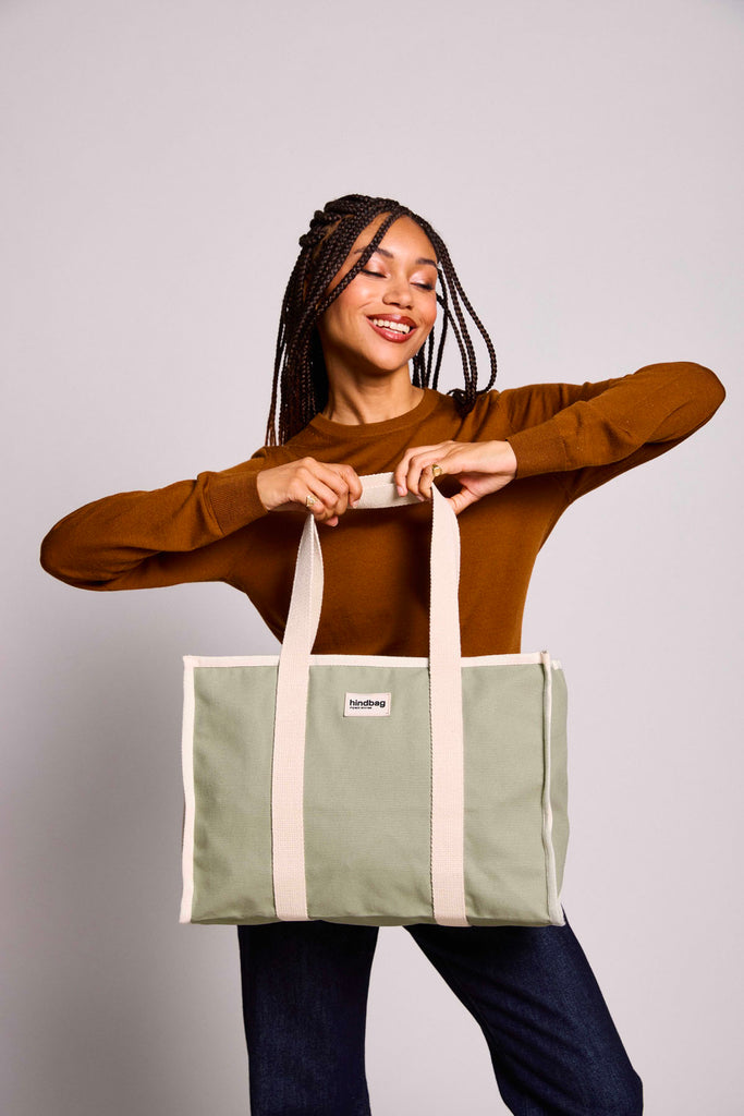 sac cabas oscar vert argile femme face