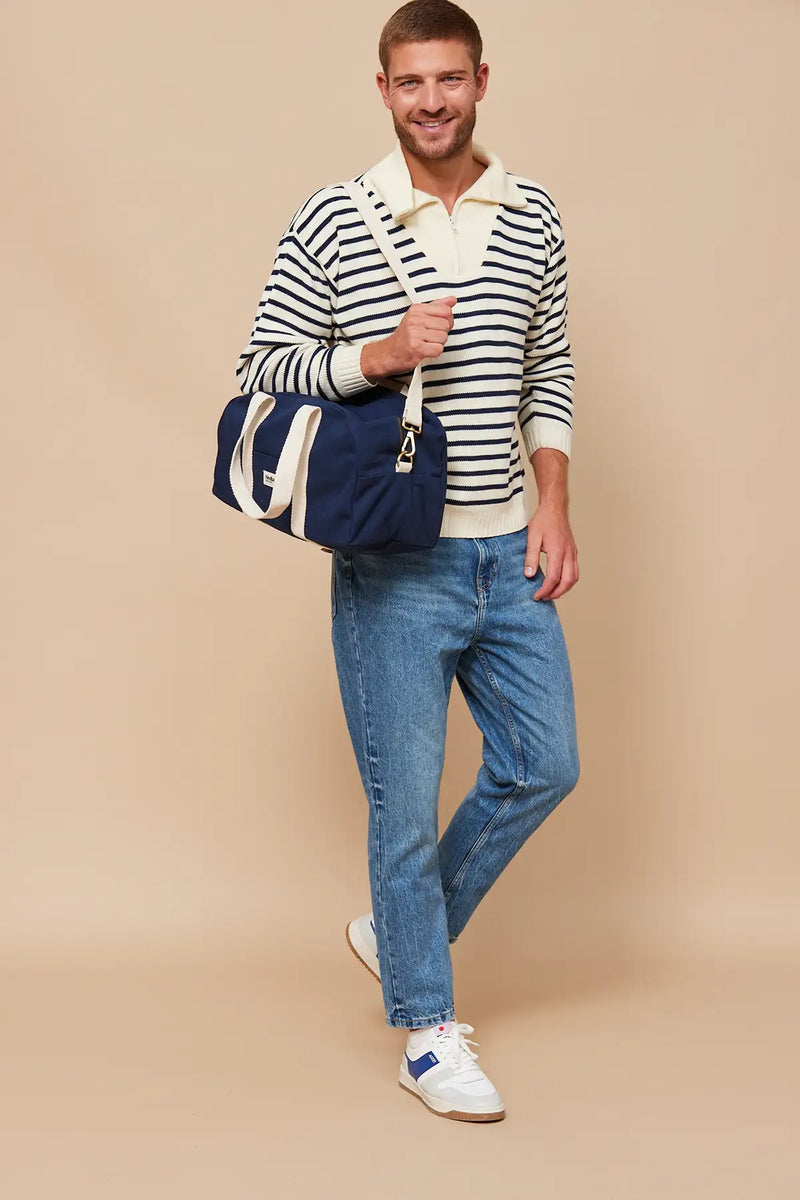 Sac De Sport Bowling Charlie Bleu Marine Navy Coton Bio | Hindbag