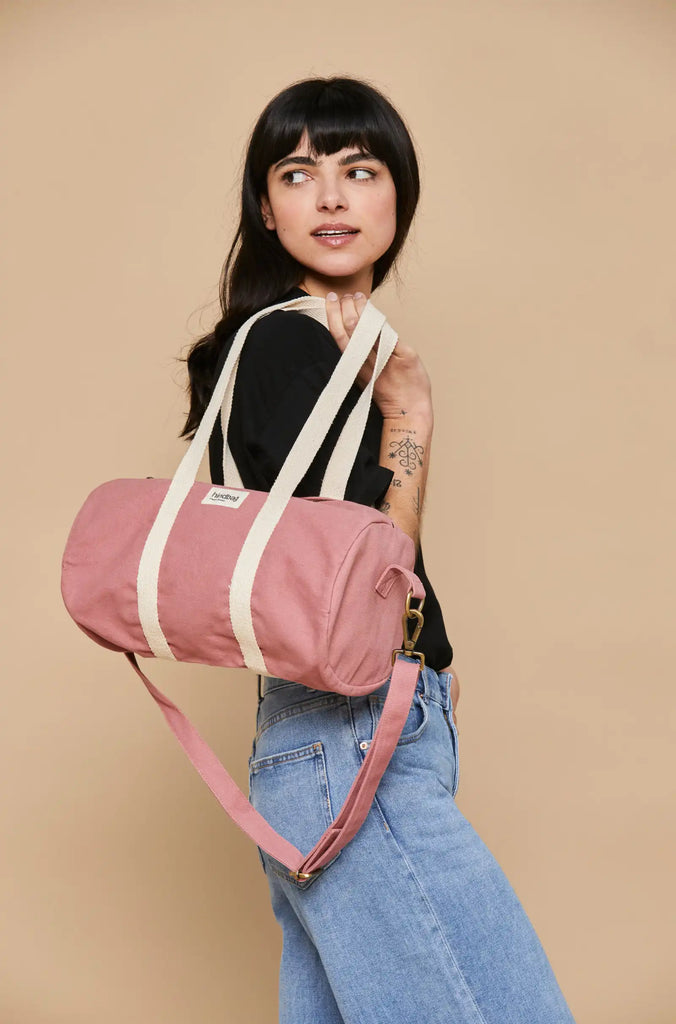 Pink canvas shop duffle bag