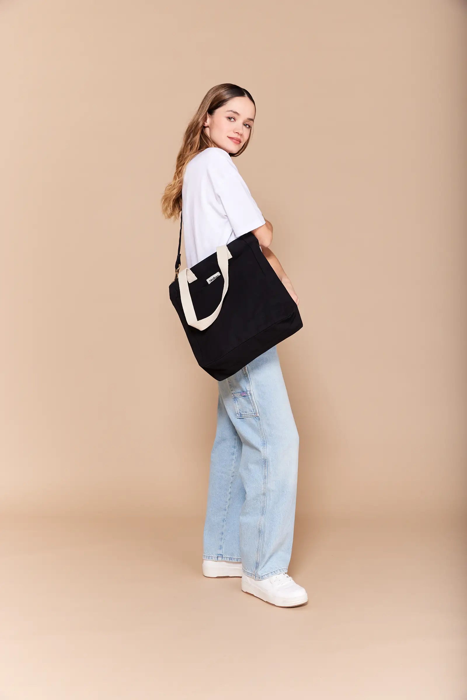 Cabas tote bag avec poche noir