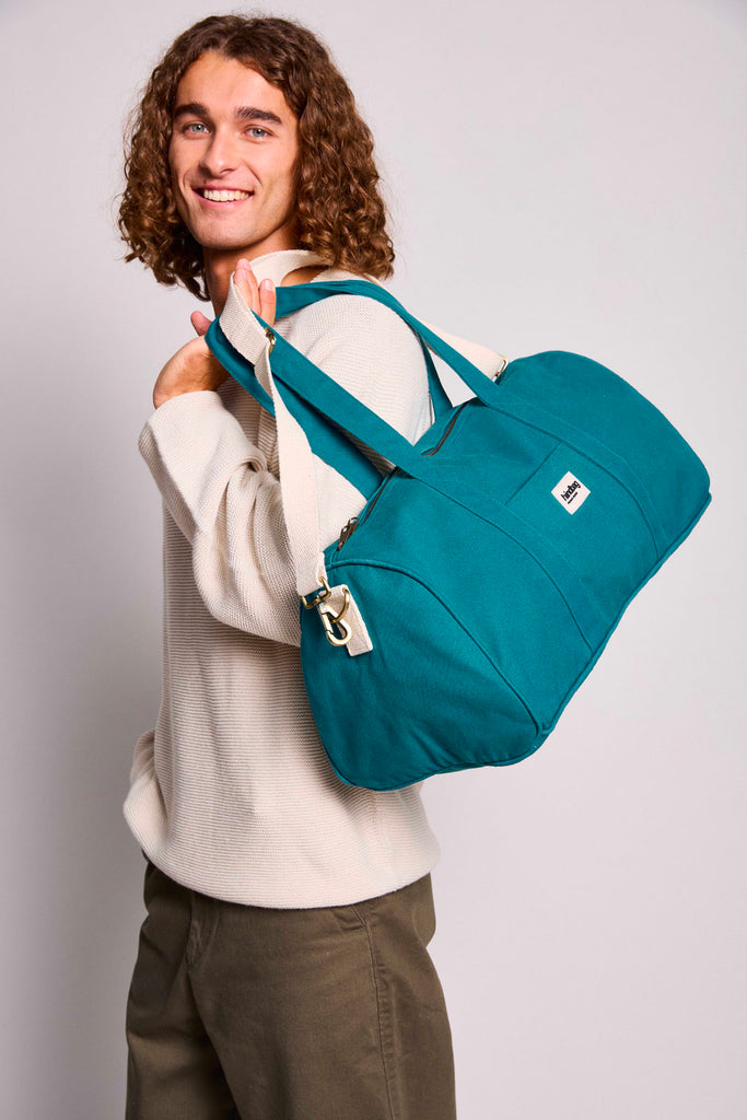 sac gabriel bleu paon porté homme