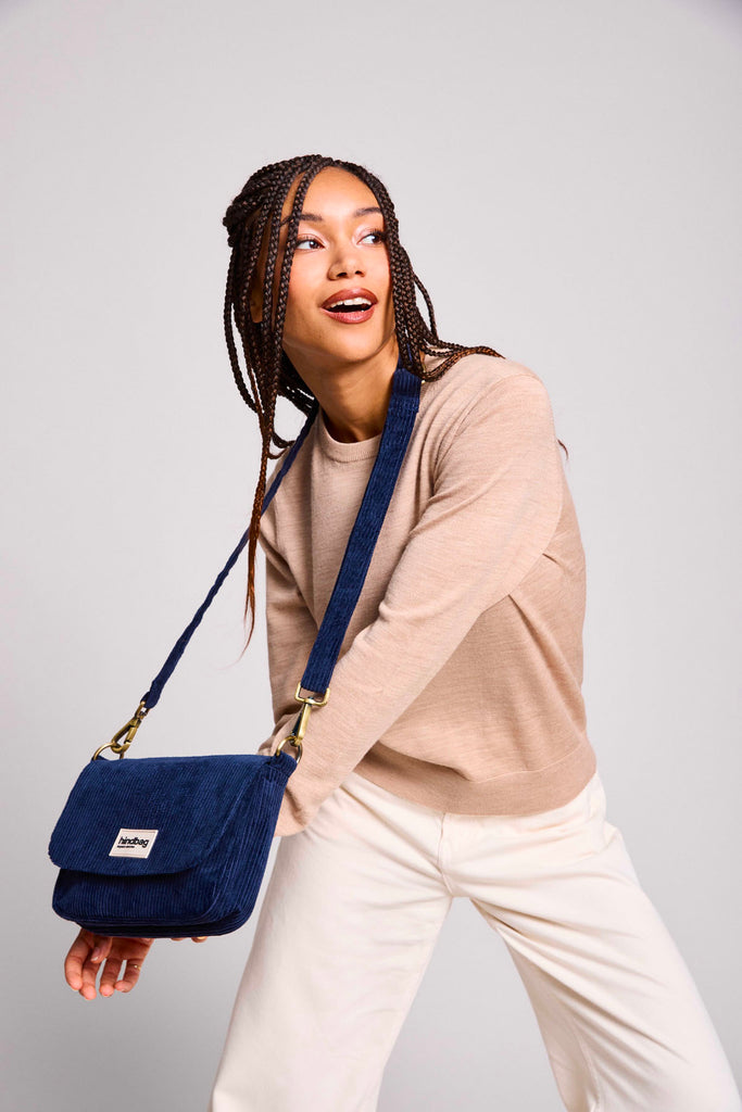 sac margault velours marine hindbag