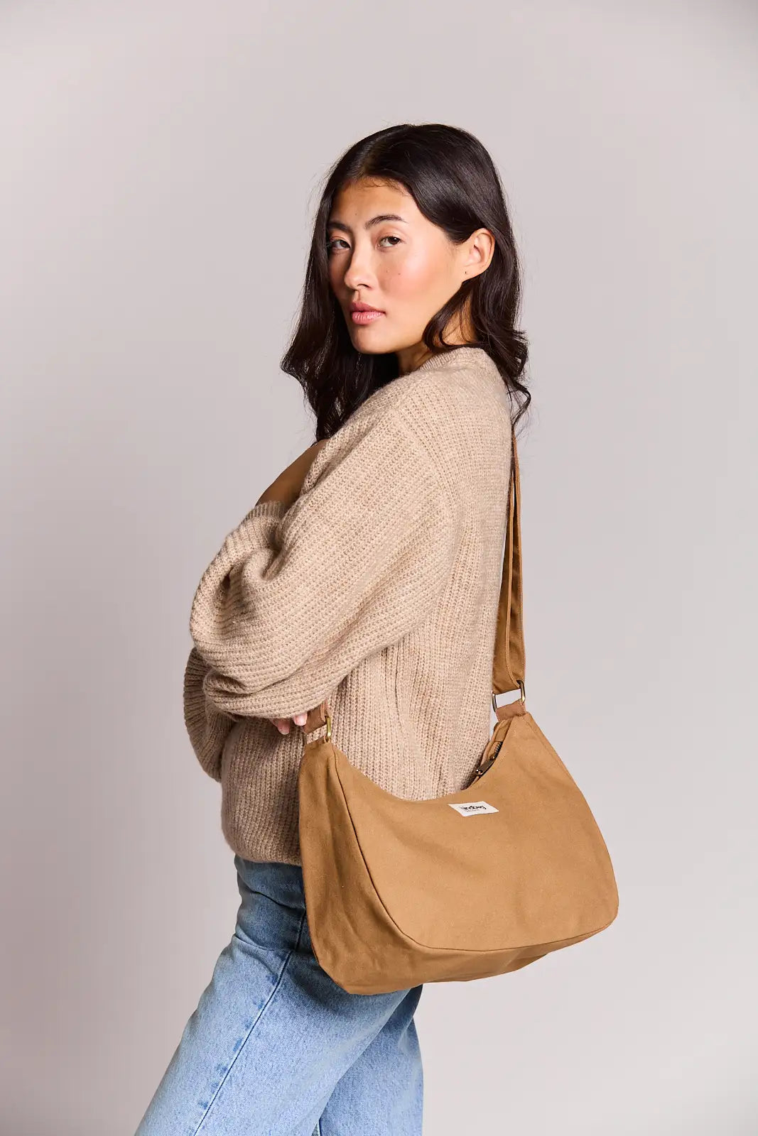Grand sac bandoulière eco-responsable beige Rosa 🌈