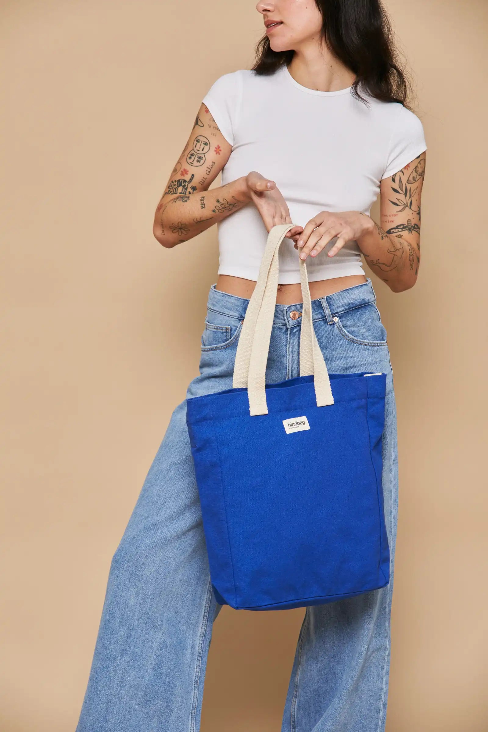 Cabas tote bag avec poche bleu électrique Paul 🌈 - Main Image