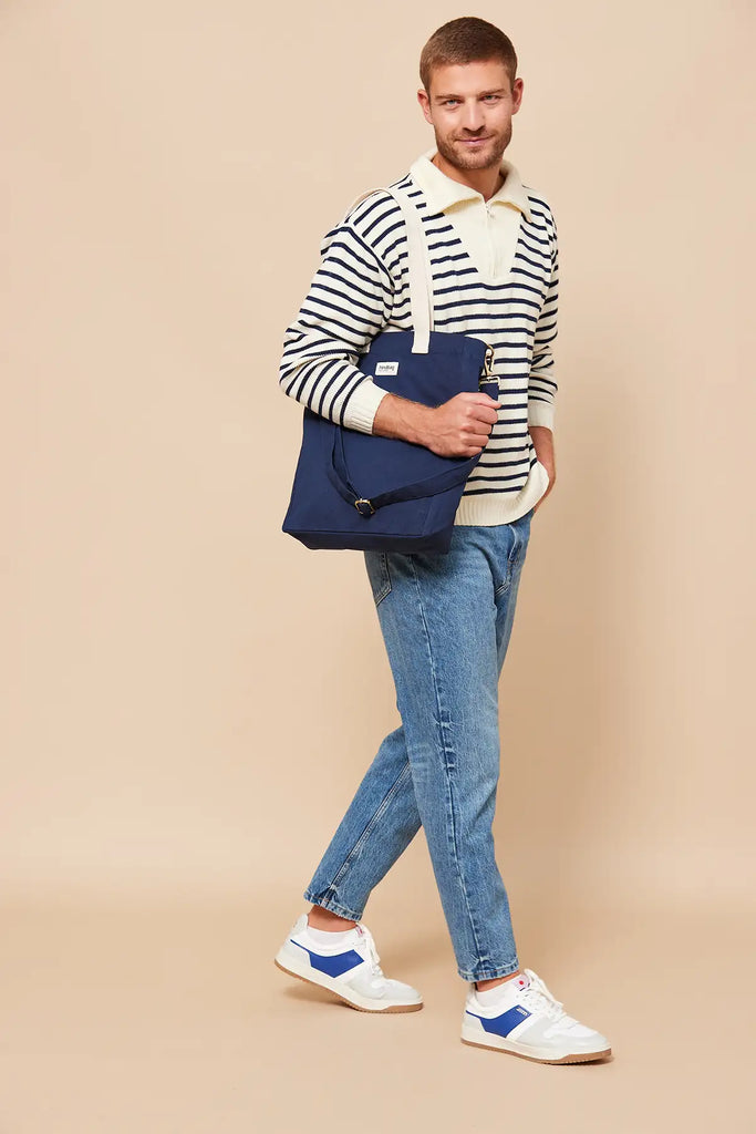 Tote bag with pocket Navy - Paul 🌈