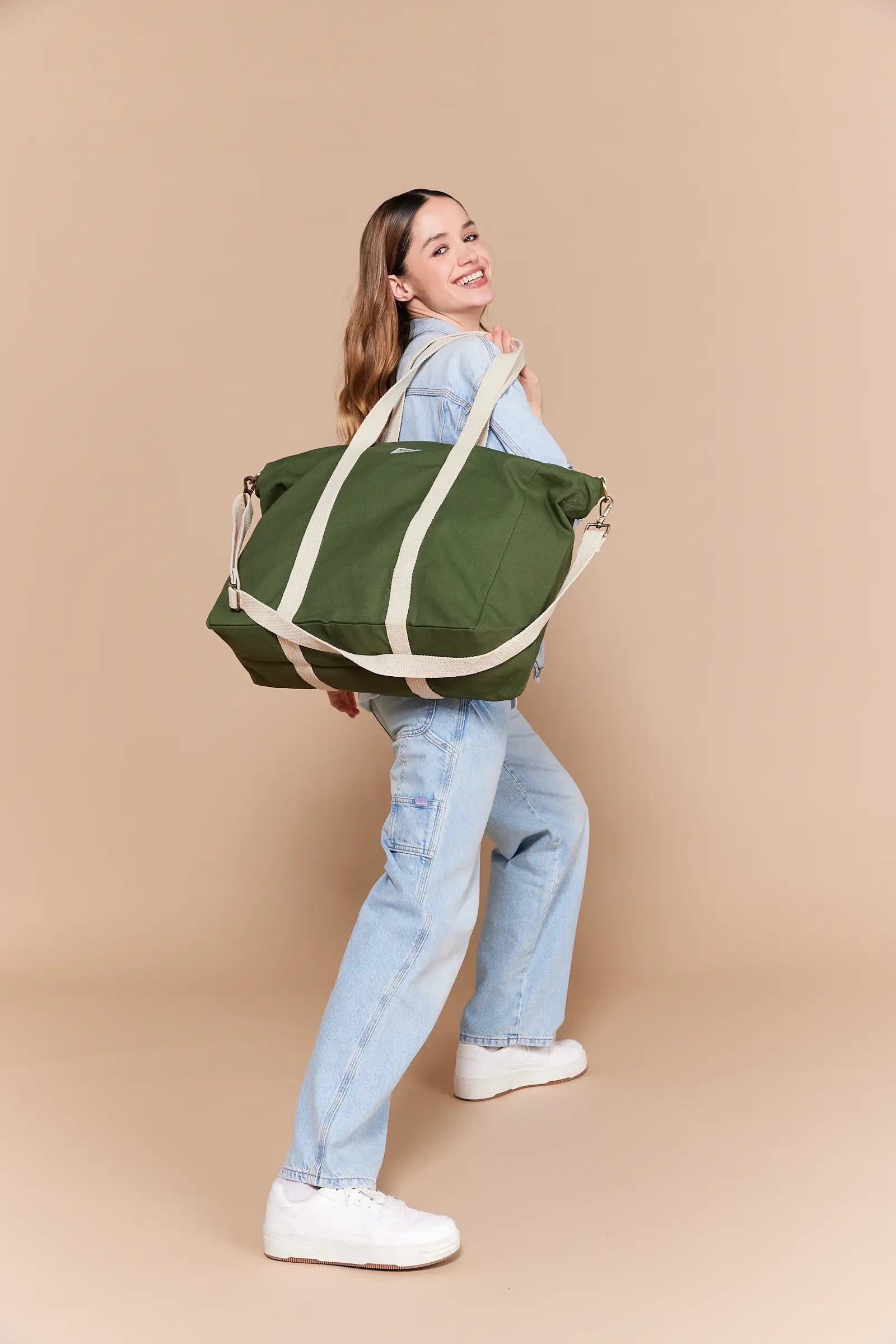 Grand Sac Cabas Jean Vert Olive Coton Bio Hindbag