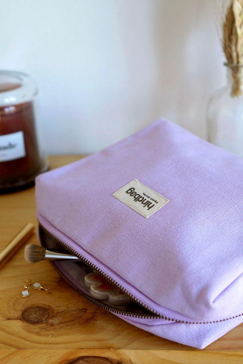 TROUSSE DE TOILETTE VIC IMPRIMÉ COEUR LILAS / Maison Mandarine